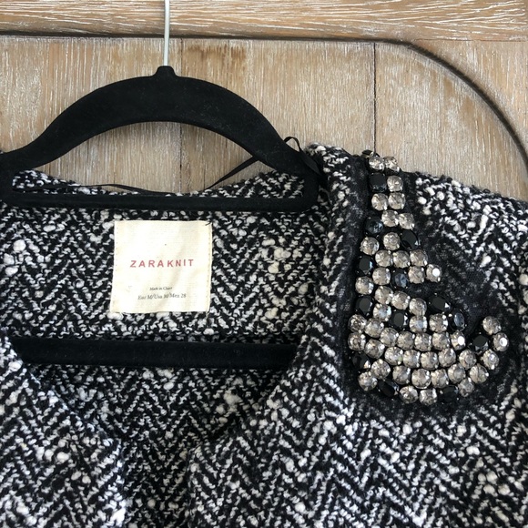 Zara Knit tweed frayed embellished blazer - Picture 3 of 5